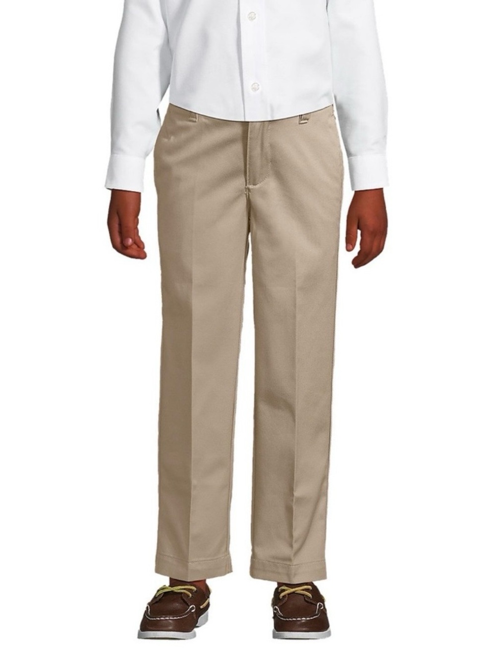 Lands’ End Iron Knee Chino Pants Boys Size 16 Slim Khaki Uniform